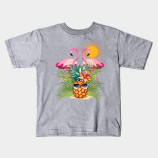 Flamingos and Pineapples Kids T-Shirt
